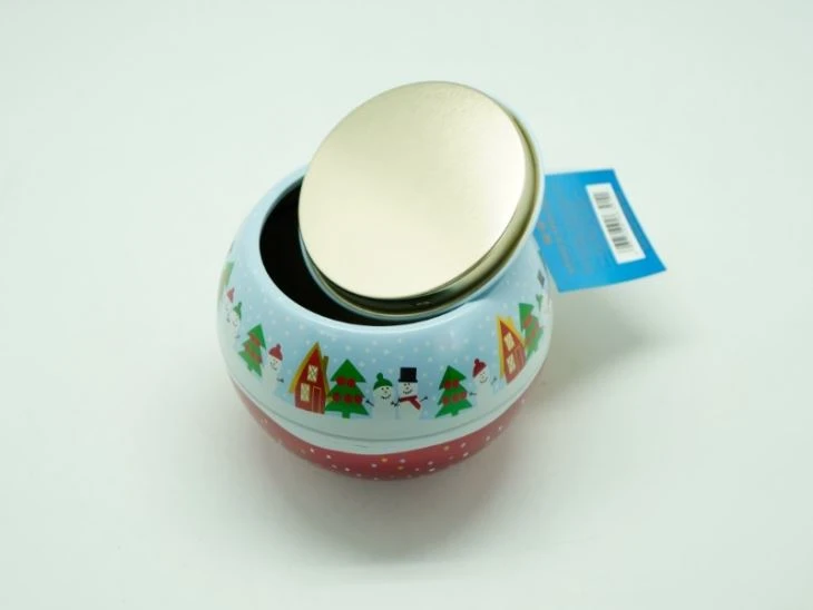 Round Ball Tin With Silk Strap